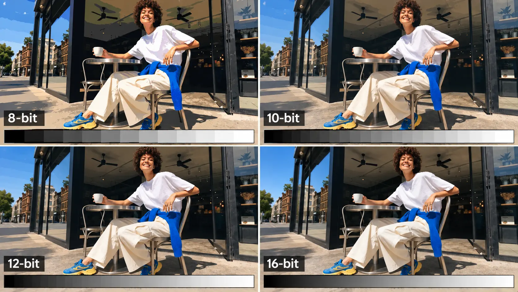 Color-depth comparison showing tonal transitions